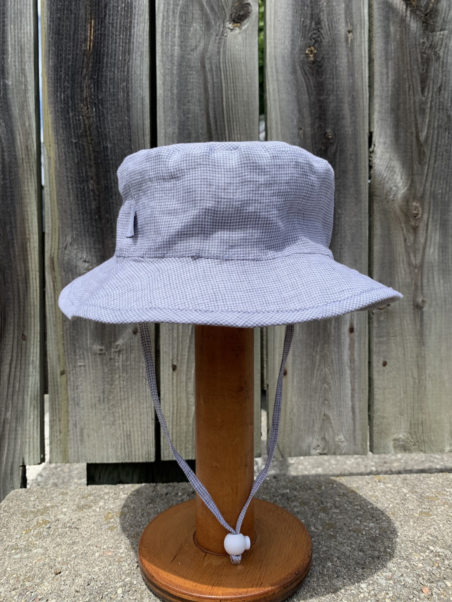 Kid's Linen Summer Bucket Hat - Grey Check - Set Me Free