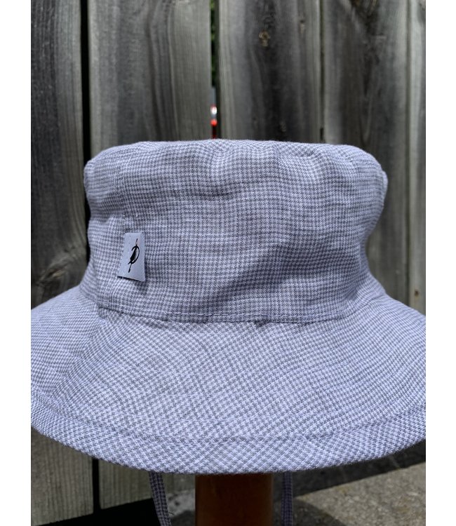 Puffin Gear Kid's Linen Summer Bucket Hat - Grey Check