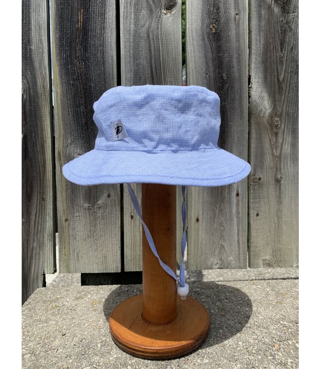 Puffin Gear Kid's Linen Summer Bucket Hat - Blue Check