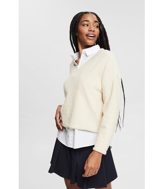 Esprit Linen Blend V-neck Sweater - Oatmeal