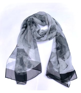 Spring scarf - sheer black and white
