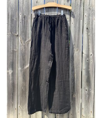 Woven Pant with Waist Drawstring - Black