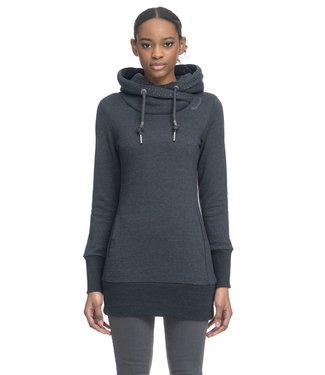 Ragwear Lilah Long Hooded Sweatshirt - Black/Dots