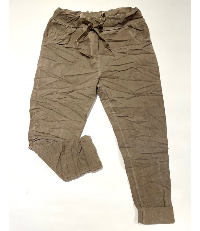 Made in Italy Crinkled Joggers - Taupe (Fango)