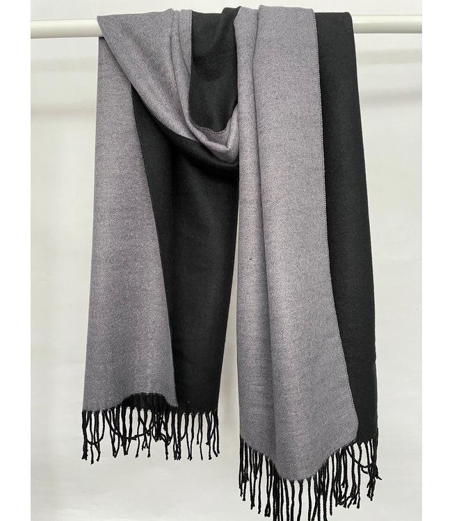 Reversible Cashmere Scarf - Black/Grey