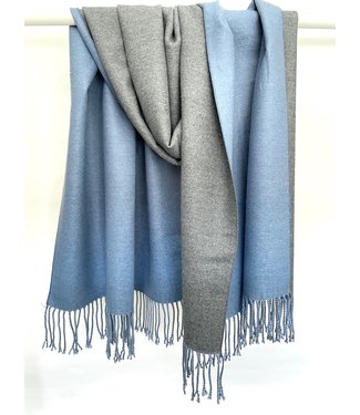 Reversible Cashmere Scarf - Blue/Grey