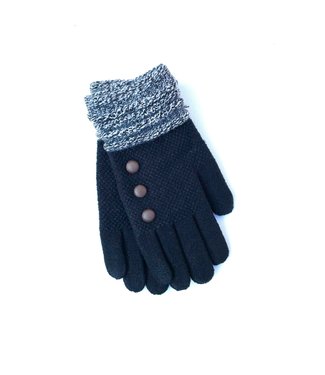 Gloves with 3 Buttons - Black