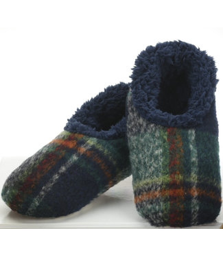 Snoozies Men's Slippers - Plaid - Navy