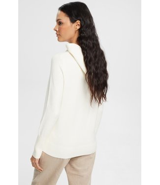 Esprit Rib Detail Hoody Sweater - Ivory