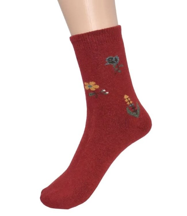 Boot Socks - Flower - Red