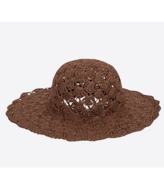 ICHI Brynne Straw Hat - Chocolate Truffle