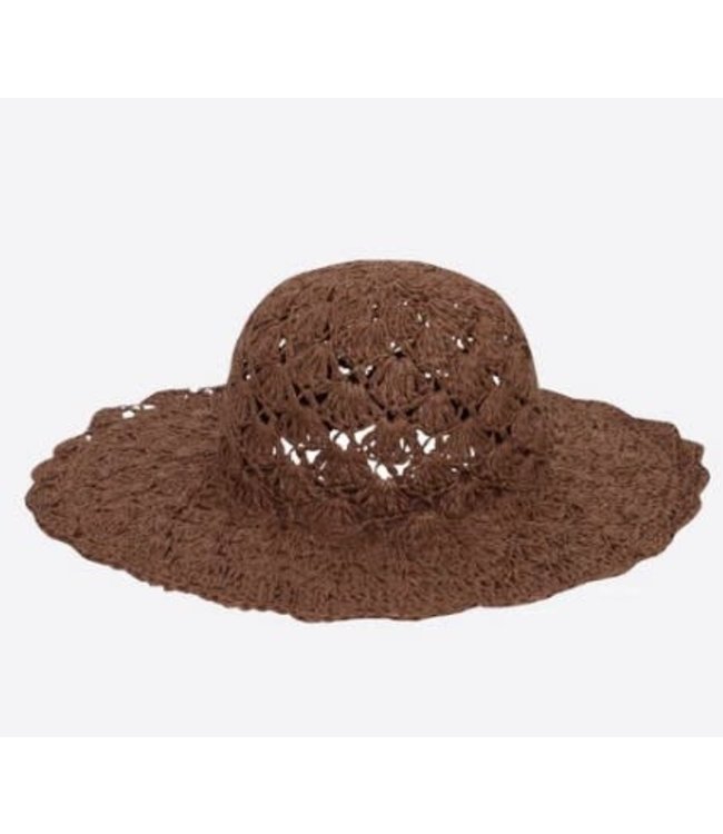 ICHI Brynne Straw Hat - Chocolate Truffle