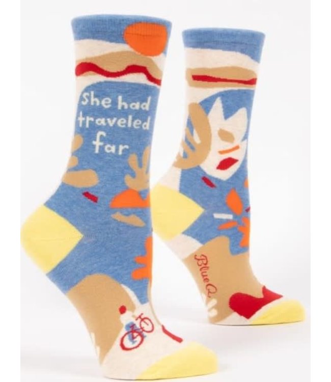 Blue Q Crew Socks - She Had Traveled Far