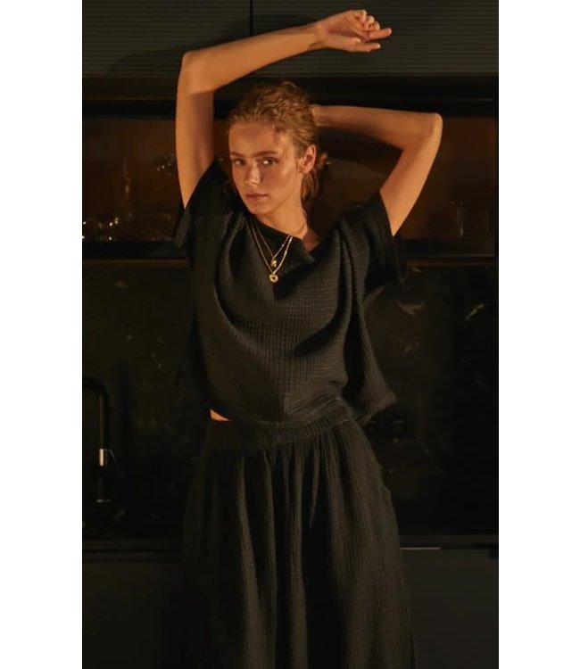 Pokoloko Crinkle Boat Top - OS - Black