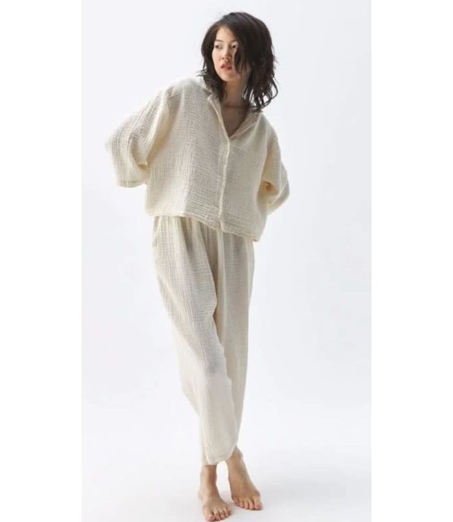 Pokoloko Crinkle Shirt Blouse - OS - Cream