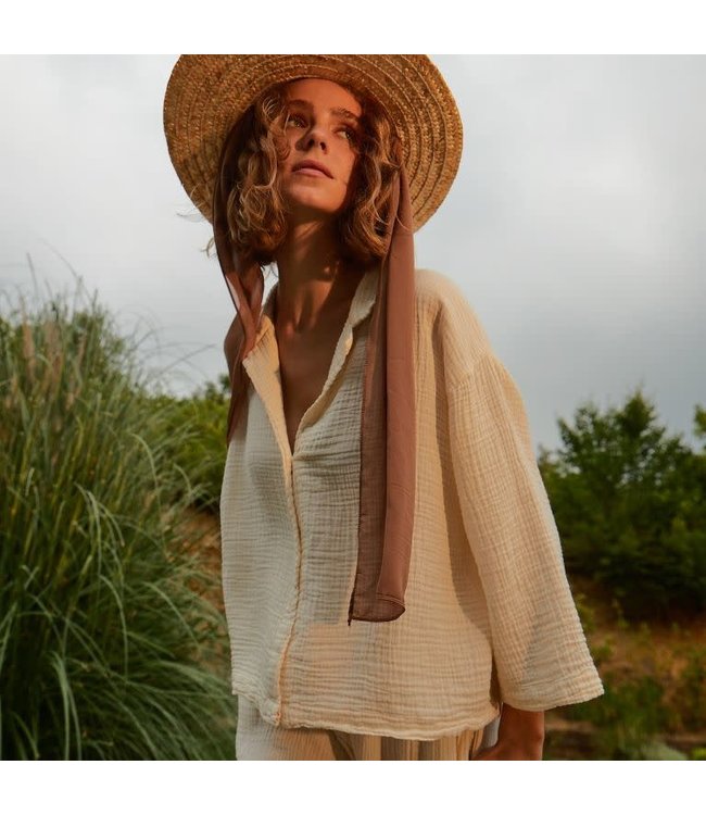 Pokoloko Crinkle Shirt Blouse - OS - Cream