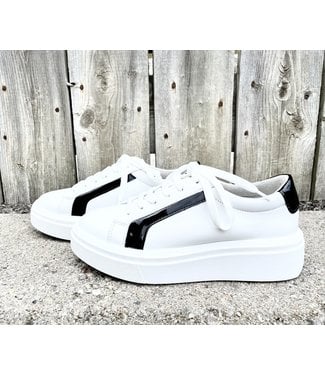 Bos&Co Flavia Patent Leather Sneaker - White/Black