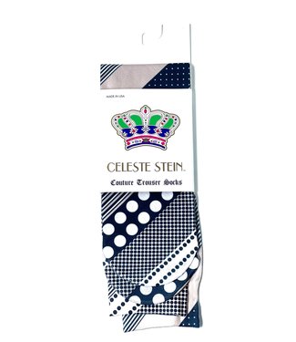 Celeste Stein Knee High Socks - Nude/Black Diagonal