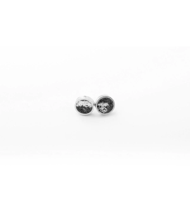 Concrete Aluminum Earrings - Stud -Small-Silver