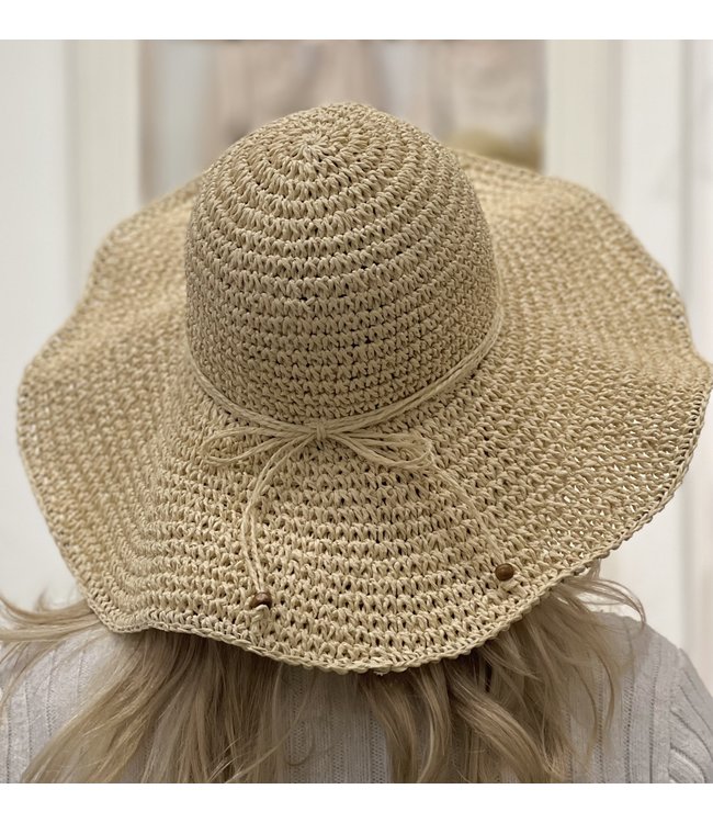 Crochet Wide Brim-Ivory String