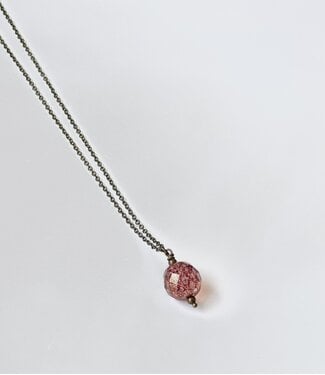 Faceted Bead Necklace - Pink