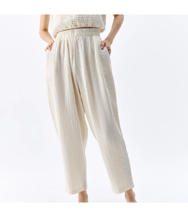 Crinkle Slouchy Pant - OS - Cream - Set Me Free