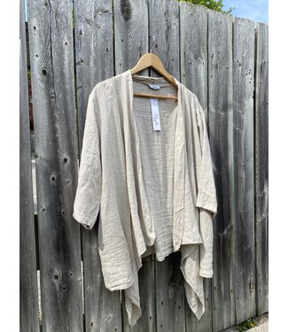 Eternelle Linen 3/4 Sleeve Jacket - Sand