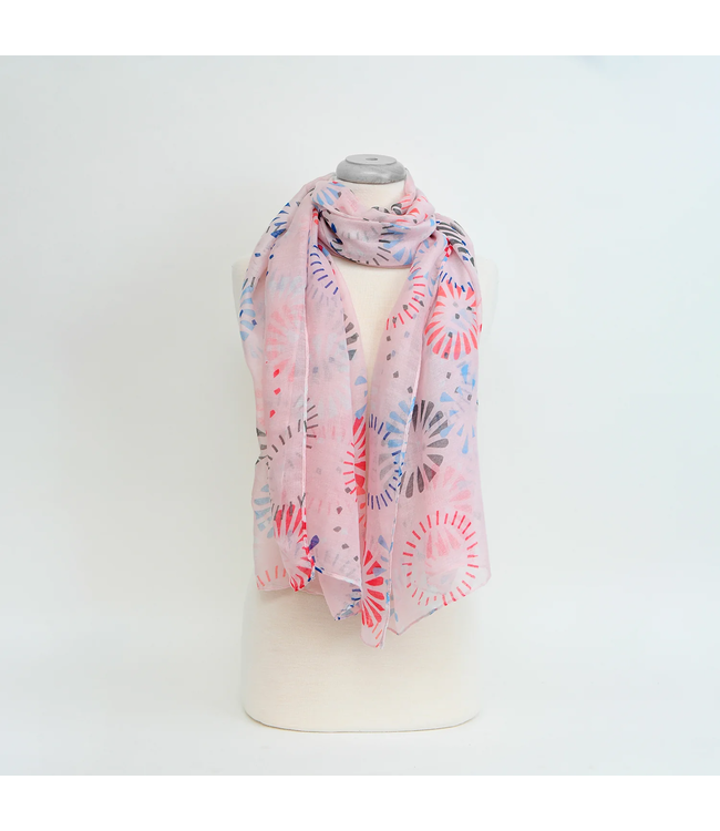 Lightweight Geo Printed Scarf - Pink
