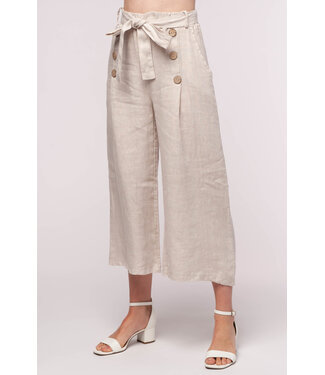 Linen Luv Linen Culotte w/ buttons and tie - Sand
