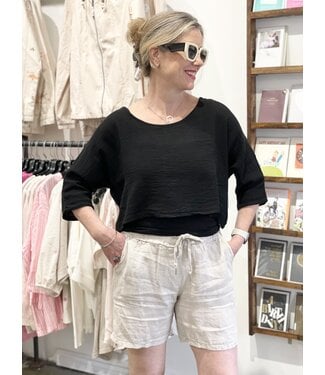 Linen Shorts-Sand