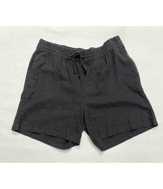 B. Young Linen Blend Pull-On Shorts  - Black