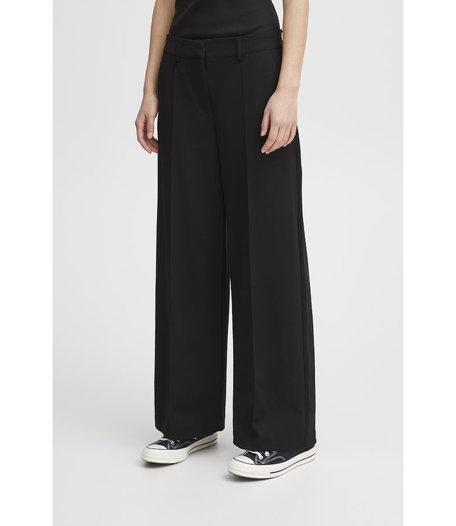 ICHI Kate Wide Leg Office Pants - Black