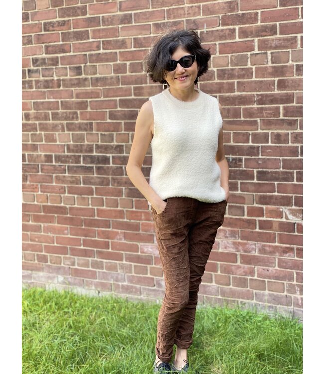 Made in Italy Cord Crinkled Joggers - Tobacco