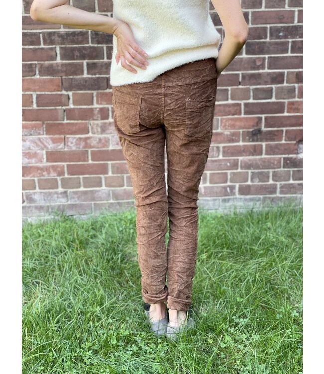 Made in Italy Cord Crinkled Joggers - Tobacco