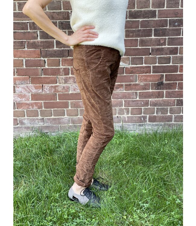 Made in Italy Cord Crinkled Joggers - Tobacco