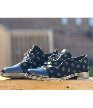 Django & Juliette Kotty Suede / Patent Leather w/ Polka Dots - Black