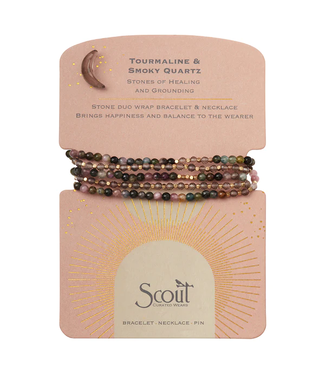 Scout Duo Wrap Bracelet and Necklace - Tourmaline/Smoky Quartz