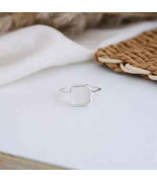 Milan Mother of Pearl Adjustable Ring - Silver