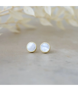 Alluring Mother of Pearl Studs - Gold