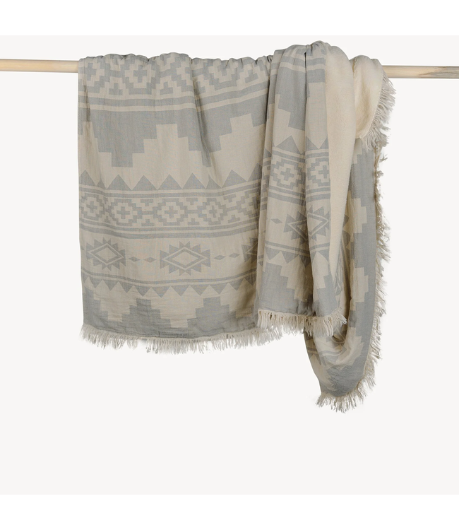Pokoloko Fleece Lined Throw - Azti - Light Grey