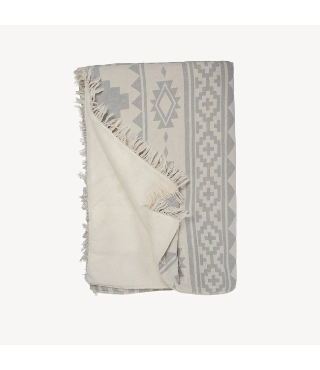 Pokoloko Fleece Lined Throw - Azti - Light Grey