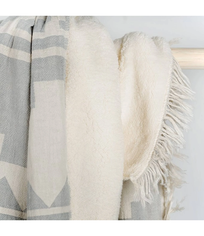 Pokoloko Fleece Lined Throw - Azti - Light Grey
