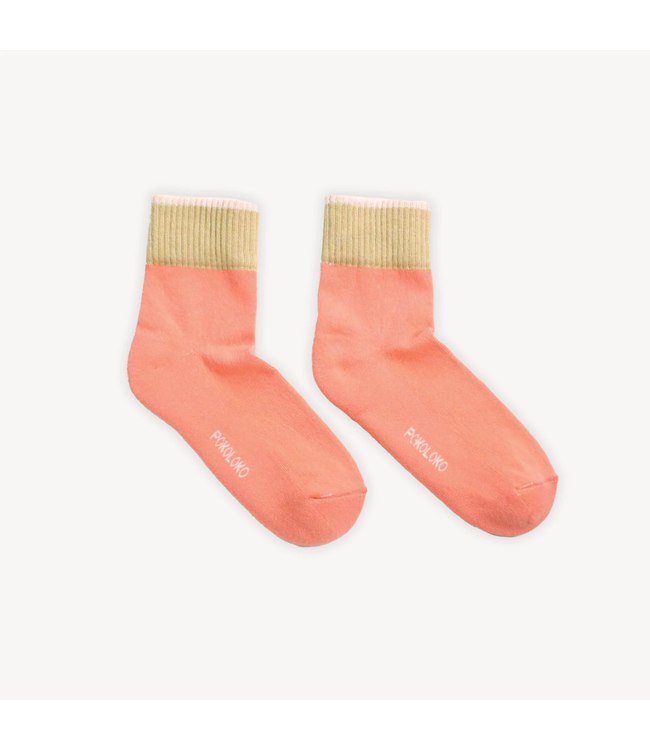 Pokoloko Pima Socks - Melon/Beige