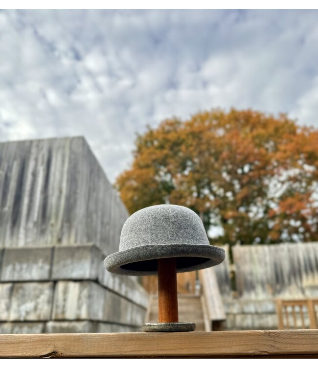 Wool Bowler Hat - Grey