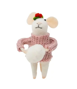 Pink Sweater Mouse Ornament
