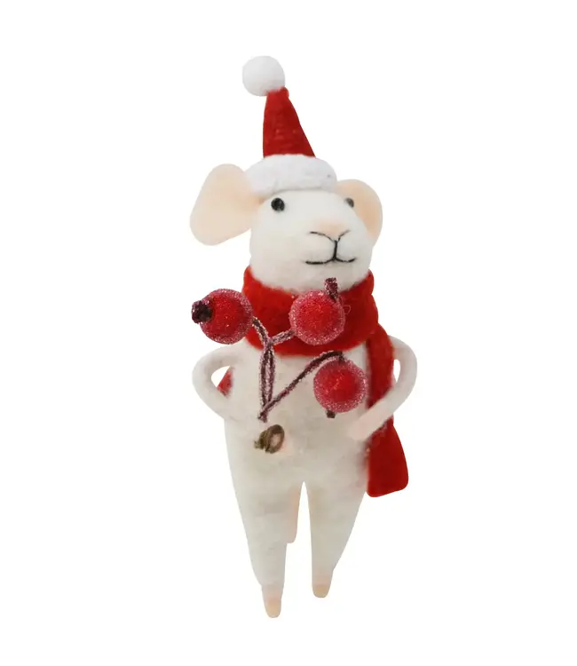 Scarf and Berries Mouse Ornament