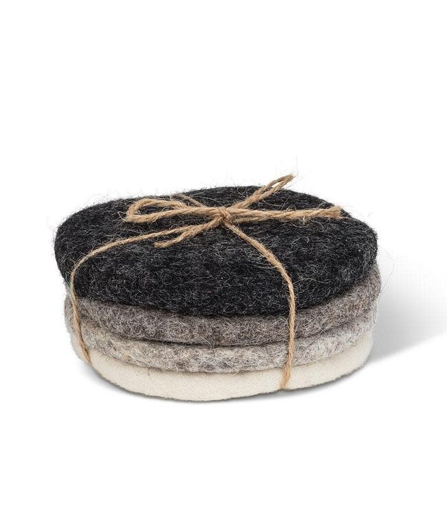 Abbott Set of 4 Round Felt Coaster - Grey