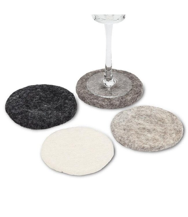 Abbott Set of 4 Round Felt Coaster - Grey