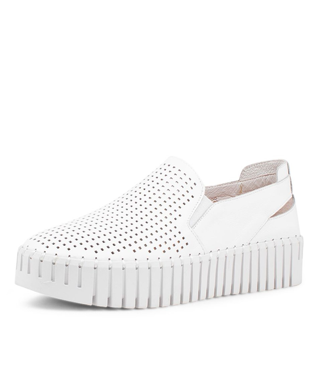 Django & Juliette Bartas Leather Slip On - White