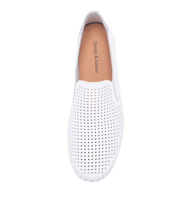 Django & Juliette Bartas Leather Slip On - White